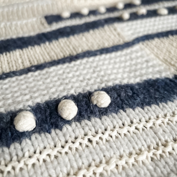 Madewell Grandover Bobble Pullover Sweater Blue/White Small (w merino, alpaca) - Picture 7 of 7